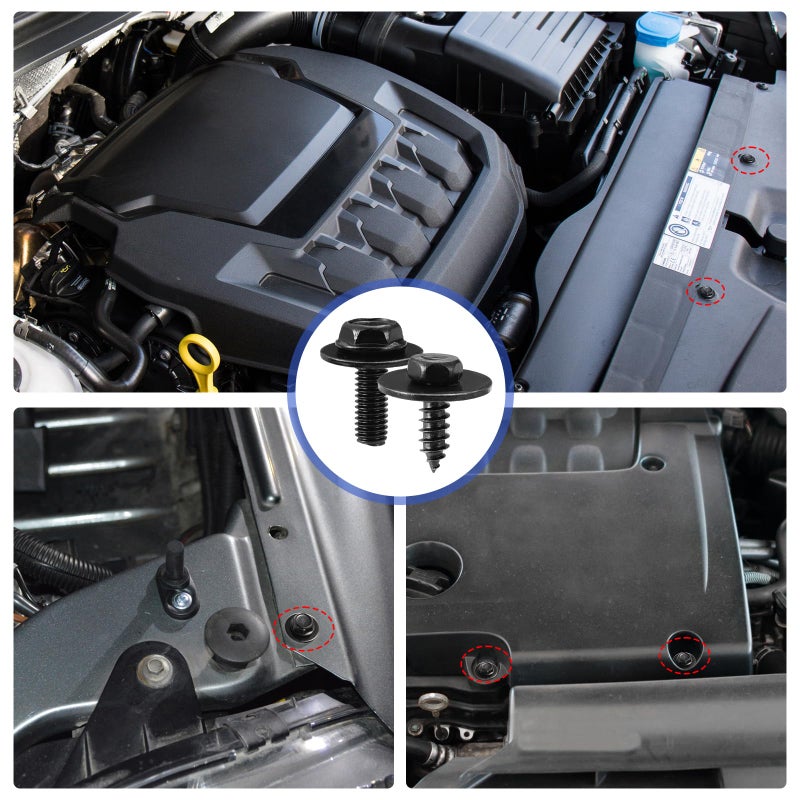Uolor 100PCS Car Screws and Bolts  Undertray Screws Auto Body Fender Screws Car Clips Plastic Rivet Fasteners - Universal U-Nuts Kit Engine Under Cover Splash Shield Guard Body Bolts - Image 3